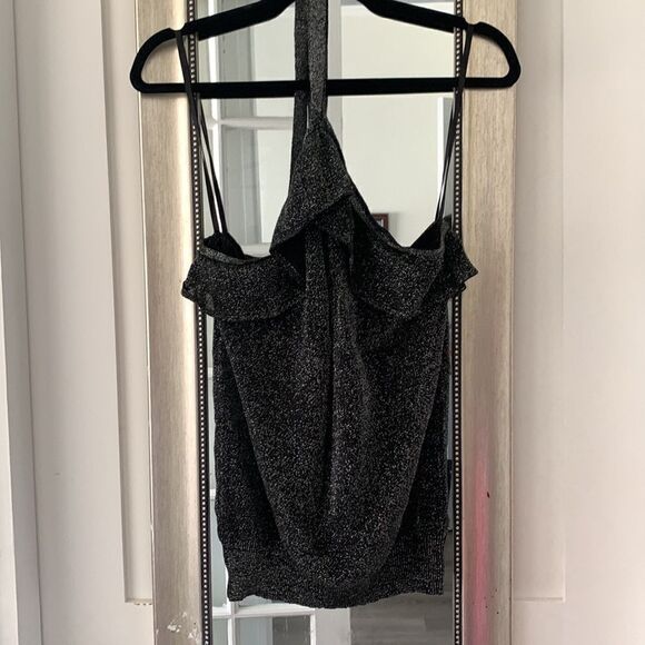 NEW YORK & COMPANY BLACK HALTER BLOUSE - Picture 7 of 15